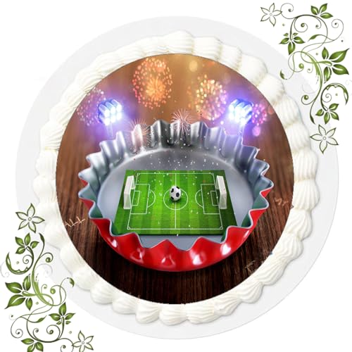 FONDANT Tortenbild, Zuckerbild mit Motiv, Essbares Foto für Torten, Tortenbild, Tortenaufleger Ø 20cm FONDANT Fußball Nr. 55 von ich