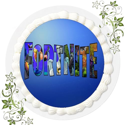 FONDANT Tortenbild, Zuckerbild mit Motiv, Essbares Foto für Torten, Tortenbild, Tortenaufleger Ø 20cm FONDANT Gamer Game Fortnite Nr. 1 von ich