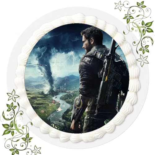 FONDANT Tortenbild, Zuckerbild mit Motiv, Essbares Foto für Torten, Tortenbild, Tortenaufleger Ø 20cm FONDANT Just Cause 4 Nr. 4 von ich