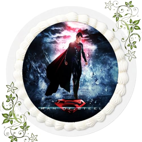 FONDANT Tortenbild, Zuckerbild mit Motiv, Essbares Foto für Torten, Tortenbild, Tortenaufleger Ø 20cm FONDANT Man of Steel Nr. 15 von ich