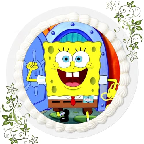 FONDANT Tortenbild, Zuckerbild mit Motiv, Essbares Foto für Torten, Tortenbild, Tortenaufleger Ø 20cm FONDANT Spongebob Nr. 36 von ich