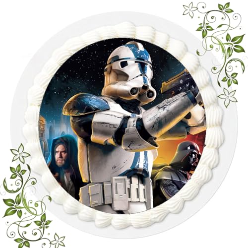 FONDANT Tortenbild, Zuckerbild mit Motiv, Essbares Foto für Torten, Tortenbild, Tortenaufleger Ø 20cm FONDANT Star Wars Nr. 92 von ich