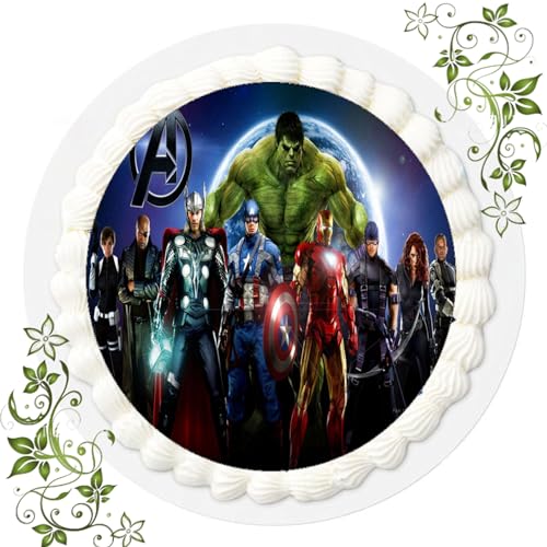 FONDANT Tortenbild, Zuckerbild mit Motiv, Essbares Foto für Torten, Tortenbild, Tortenaufleger Ø 20cm FONDANT The Avengers Nr. 39 von ich