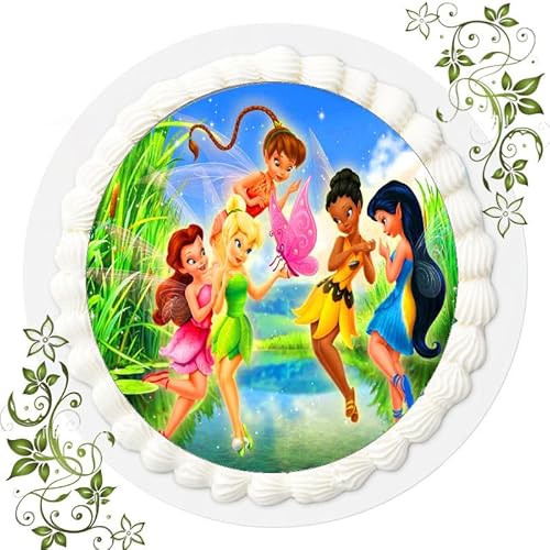 FONDANT Tortenbild, Zuckerbild mit Motiv, Essbares Foto für Torten, Tortenbild, Tortenaufleger Ø 20cm FONDANT Tinkerbell T9 von ich