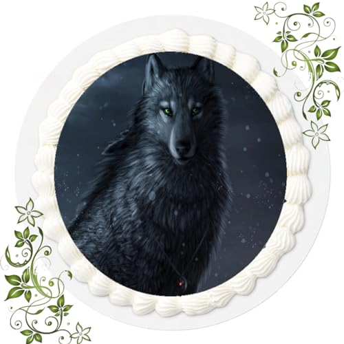 FONDANT Tortenbild, Zuckerbild mit Motiv, Essbares Foto für Torten, Tortenbild, Tortenaufleger Ø 20cm FONDANT Wolf Nr. 5 von ich