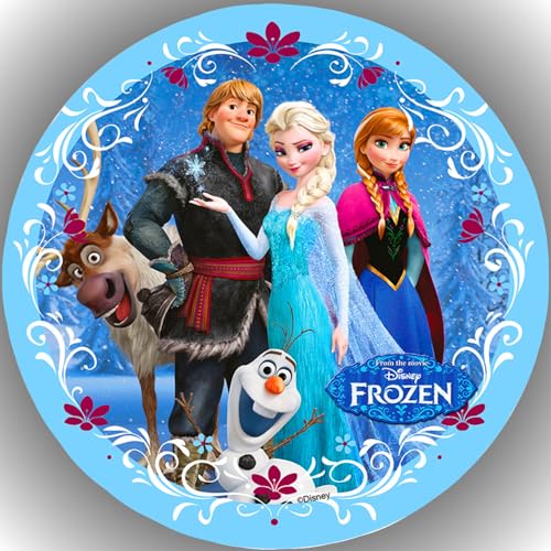 Fondant Tortenbild, Zuckerbild Essbares Foto für Torten, Tortenaufleger Ø 20cm - Frozen Die Eiskönigin Anna und Elsa Nr. 41 von ich