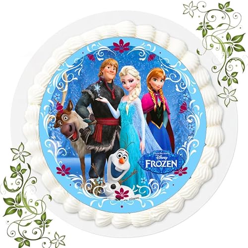 Fondant Tortenbild, Zuckerbild Essbares Foto für Torten, Tortenaufleger Ø 20cm - Frozen die Eiskönigin Nr. 118 von ich