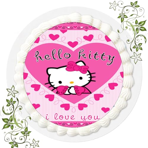 Premium Esspapier Oblate Tortenbild, Essbares Foto für Torten, Tortenaufleger Ø 20cm Hello Kitty Nr. 23 von ich