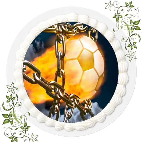 ich FONDANT Tortenbild, Zuckerbild mit Motiv, Essbares Foto für Torten, Tortenbild, Tortenaufleger Ø 20cm FONDANT Fußball Nr. 49 von ich