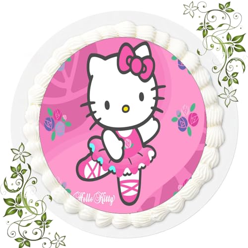 ich FONDANT Tortenbild, Zuckerbild mit Motiv, Essbares Foto für Torten, Tortenbild, Tortenaufleger Ø 20cm FONDANT Hello Kitty Nr. 28 von ich