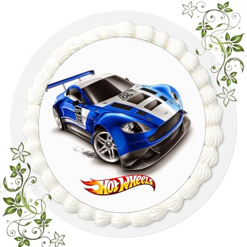 ich FONDANT Tortenbild, Zuckerbild mit Motiv, Essbares Foto für Torten, Tortenbild, Tortenaufleger Ø 20cm FONDANT Hot Wheels Nr. 4, Mehrfarbig von ich