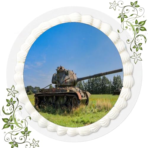 ich FONDANT Tortenbild, Zuckerbild mit Motiv, Essbares Foto für Torten, Tortenbild, Tortenaufleger Ø 20cm FONDANT Panzer Nr. 12 von ich