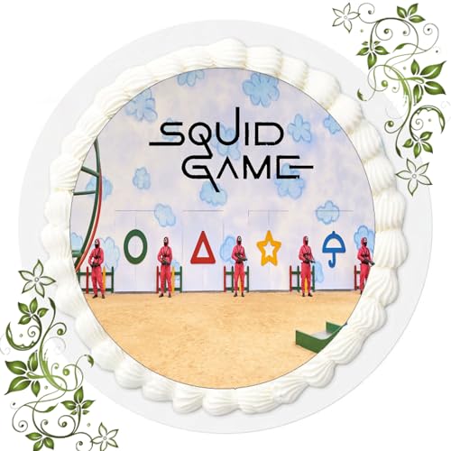 ich FONDANT Tortenbild, Zuckerbild mit Motiv, Essbares Foto für Torten, Tortenbild, Tortenaufleger Ø 20cm FONDANT Squid Game Nr. 6167 von ich