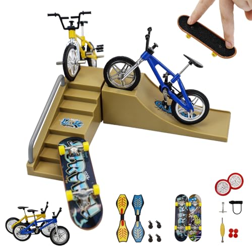 ideallife Skate Park Kit, Mini-Fingerspielzeug-Set, Finger-Skateboards, Fingerräder, kleines Schwingbrett mit Ersatzrädern und Werkzeugen (17 Stück) von ideallife