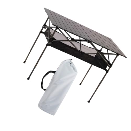 idqwsswt 2 teiliger tragbarer Campingtisch, zusätzlicher Stauraum, stabile Struktur, Outdoor Klapptisch, Langer Outdoor Tisch von idqwsswt