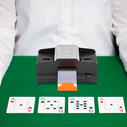 ieLsngai Automatischer Kartenmischer, Auto Kartenmischmaschine Elektrische, 1-2 Decks kartenmischmaschine Elektrische für UNO Kartenspiel, Poker, Skip BO, Phase10, 22 * 11 * 10cm von ieLsngai