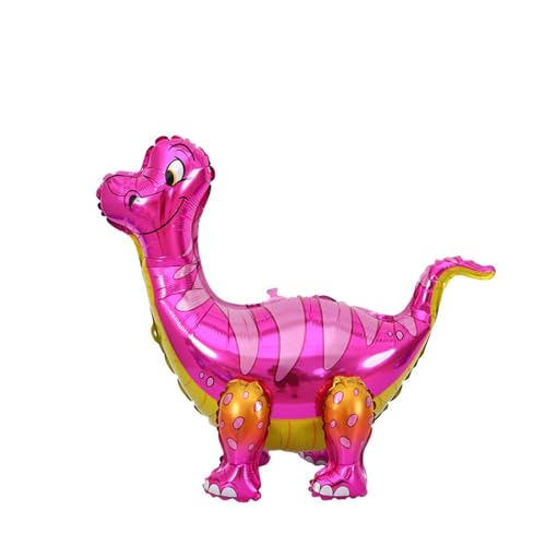 3D Dinosaurier Folienballon, Dinosaurier Luftballons, Rosarot Langer Hals Dino Luftballons, Kinder Dino Luftballons Partyzubehör, Selbststehende Dinosaurier-Folienballons von iewrtcin