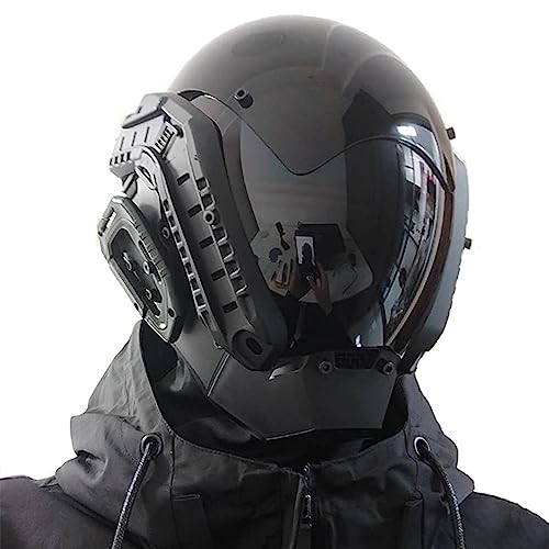 Punk Gothic Helm Maske für Herren Motorrad Futuristische Techwear Maske Halloween Cosplay Maske Party Musik Festival Zubehör von ifkoo