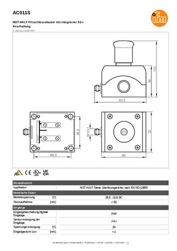 Ifm Electronic AC011S Not-Aus-Schalter IP67 1St. von ifm Electronic