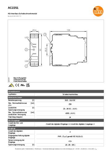 Ifm Electronic AC2251 AC2251 I/O-Modul Anzahl digitale Ausgänge: 4 von ifm Electronic