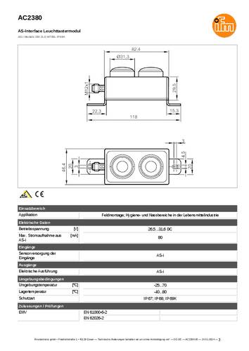 Ifm Electronic AC2380 AC2380 Leuchtdruckschalter 1St. von ifm Electronic