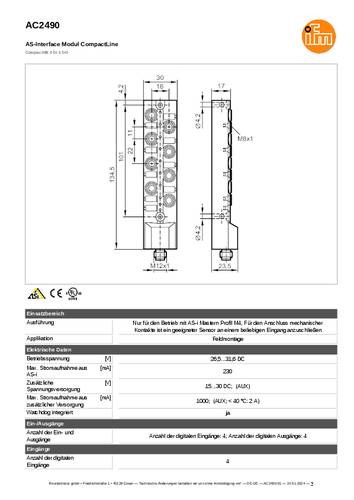 Ifm Electronic AC2490 AC2490 I/O-Modul Anzahl digitale Ausgänge: 4 von ifm Electronic