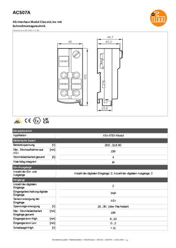 Ifm Electronic AC507A AC507A I/O-Modul Anzahl digitale Ausgänge: 2 von ifm Electronic