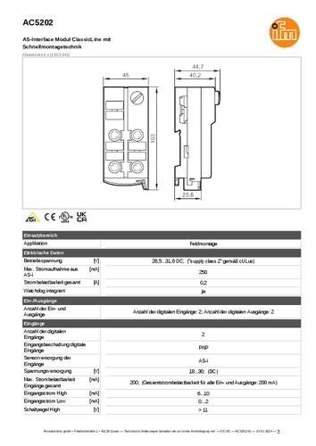 Ifm Electronic AC5202 AC5202 I/O-Modul Anzahl digitale Ausgänge: 2 von ifm Electronic