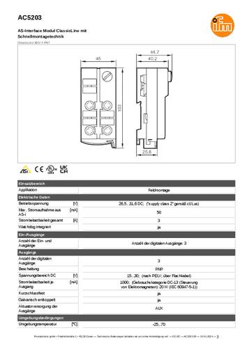 Ifm Electronic AC5203 AC5203 Ausgangsmodul Anzahl digitale Ausgänge: 3 von ifm Electronic