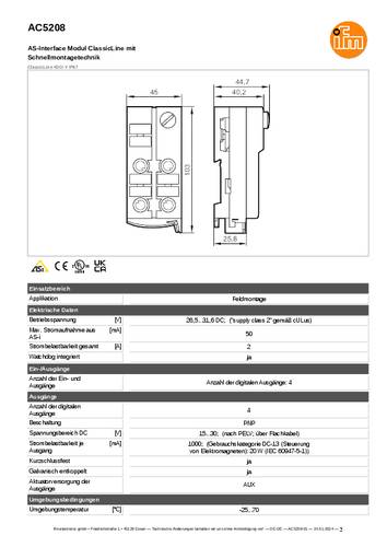 Ifm Electronic AC5208 AC5208 Ausgangsmodul Anzahl digitale Ausgänge: 4 von ifm Electronic