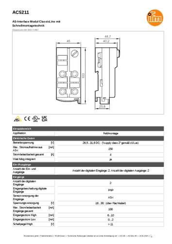 Ifm Electronic AC5211 AC5211 I/O-Modul Anzahl digitale Ausgänge: 2 von ifm Electronic