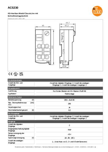 Ifm Electronic AC5230 AC5230 I/O-Modul Anzahl analoge Eingänge: 1 von ifm Electronic