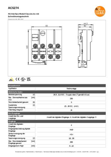 Ifm Electronic AC5274 AC5274 I/O-Modul Anzahl digitale Ausgänge: 3 von ifm Electronic