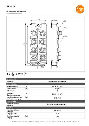 Ifm Electronic AL2330 AL2330 Ausgangsmodul M12-Stecker Anzahl digitale Ausgänge: 12 von ifm Electronic