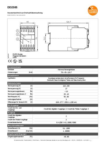 Ifm Electronic DD2505 Drehzahlwächter von ifm Electronic