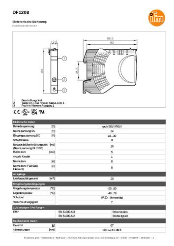 Ifm Electronic DF1208 Elektronischer Sicherungsautomat 24 V/DC 1St. von ifm Electronic