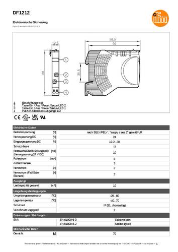 Ifm Electronic DF1212 Elektronischer Sicherungsautomat 24 V/DC 1St. von ifm Electronic