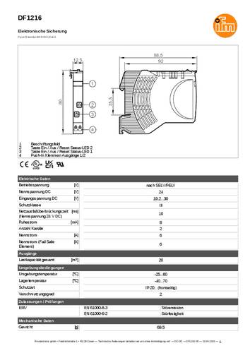 Ifm Electronic DF1216 Elektronischer Sicherungsautomat 24 V/DC 1St. von ifm Electronic