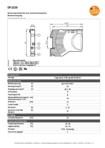 Ifm Electronic DF1220 Elektronischer Sicherungsautomat 24 V/DC 1St. von ifm Electronic