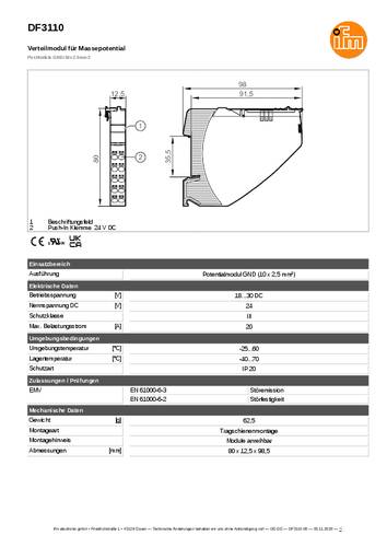 Ifm Electronic DF3110 Verteilmodul 24 V/DC 1St. von ifm Electronic