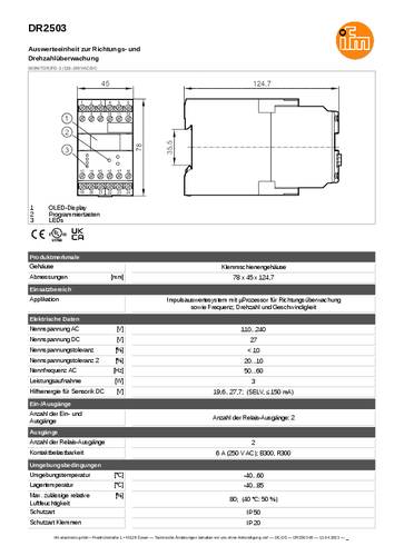 Ifm Electronic DR2503 Drehzahlwächter von ifm Electronic