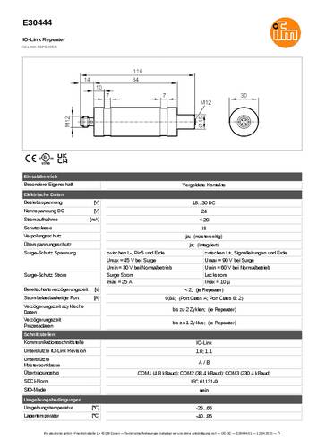 Ifm Electronic E30444 E30444 Repeater M12-Stecker von ifm Electronic