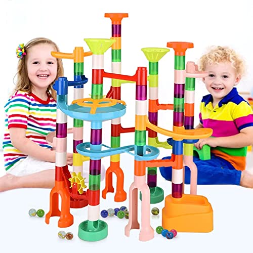 Murmelbahn Murmelbahn kinderspiel kinderspiel- 135pcs Kugelbahn Marble Run Starke und Stabile Set mit Bahnelementen und Murmeln, Lernspielzeug und Konstruktionspielzeug, Geschenk für Kinder ab 3 Jahre von ifollower