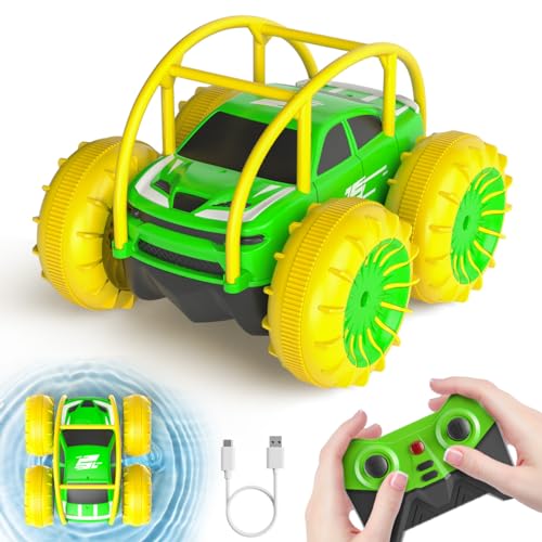 ifollower Direktladung Ferngesteuertes Auto, 15km/h 4WD Amphibienfahrzeug Stunt Auto, 2.4GHZ 360° Drehung Buntem LED-Licht Monstertruck Offroad Spielzeug, Geschenke für Kinder ab 3 Jahre von ifollower