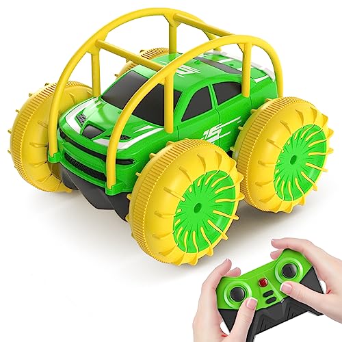 ifollower Direktladung Ferngesteuertes Auto, 15km/h 4WD Amphibienfahrzeug Stunt Auto, 2.4GHZ 360° Drehung Buntem LED-Licht Monstertruck Offroad Spielzeug, Geschenke für Kinder ab 3 Jahre von ifollower