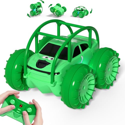 ifollower Direktladung Ferngesteuertes Auto, 15km/h 4WD Amphibienfahrzeug Stunt Auto, 2.4GHZ 360° Drehung Buntem LED-Licht Monstertruck Offroad Spielzeug, Geschenke für Kinder ab 3 Jahre von ifollower