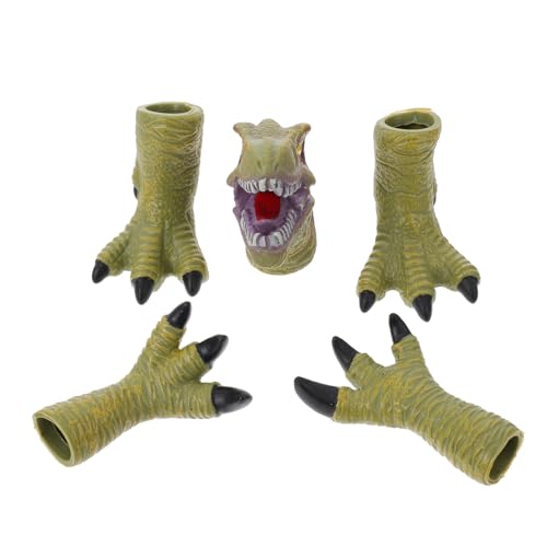 1 Satz Dinosaurier-fingerpuppe Tierische Fingerpuppen Dinosaurier Handpuppe Tierhandschuhpuppe Tierpuppe Handschuhe Puppe Geschichte Erzählende Marionette Kinderpuppe Vinyl Green ifundom von ifundom