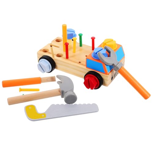 1 Set Kinder Montage Werkzeugkasten Werkzeugwagen Spielzeugautos Werkzeugkästen Holzspielzeugauto Zusammenbauen DIY Spielzeugauto Zusammenbauen Kinderspielzeug ifundom von ifundom