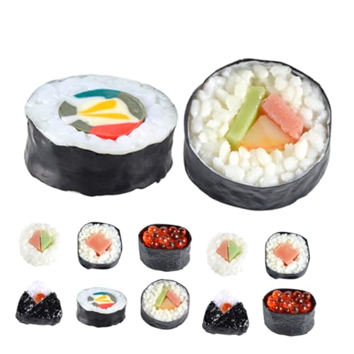 ifundom 12st Nachgemachte Sushi-reisbällchen Lebensmittelmodelle Dessert-simulationsmodell Sushi-simulationsmodell Realistisches Essen Gefälschtes Sushi-Modell Falsches Sushi- PVC von ifundom