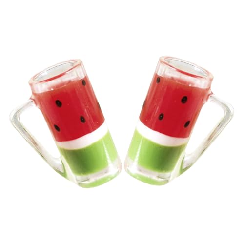 2 Stück Mini Wassermelonensaft Getränke Puppenhaus Puppenhaus Zubehör Mini Küchenzubehör Puppenhaus Getränkemodell Miniatur Rollenspiel Buntes Harz ifundom von ifundom